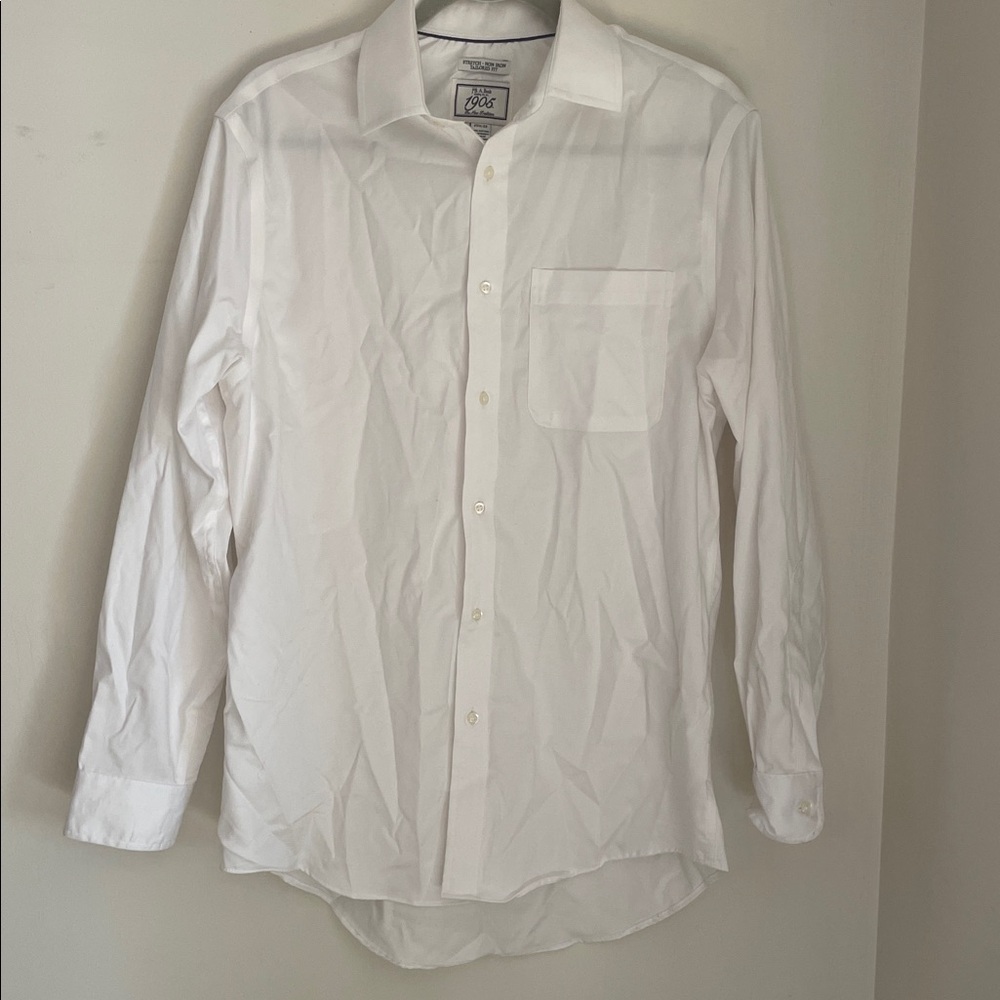 Jos. A. Bank Men’s  Stretch Non Iron Tailored Fit Dress White Button down shirt.